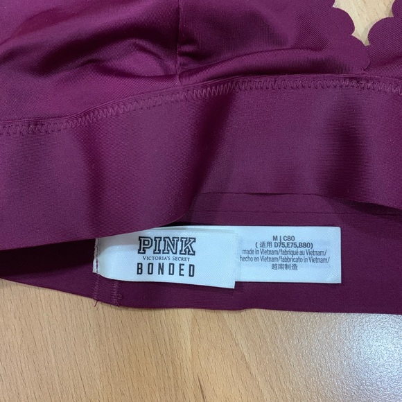 PINK Bonded Smooth Maroon scalloped bralette - Picture 4 of 4